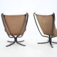 Sigurd Ressell Pair of Falcon Chairs Leather by Vatne Møbler Norway