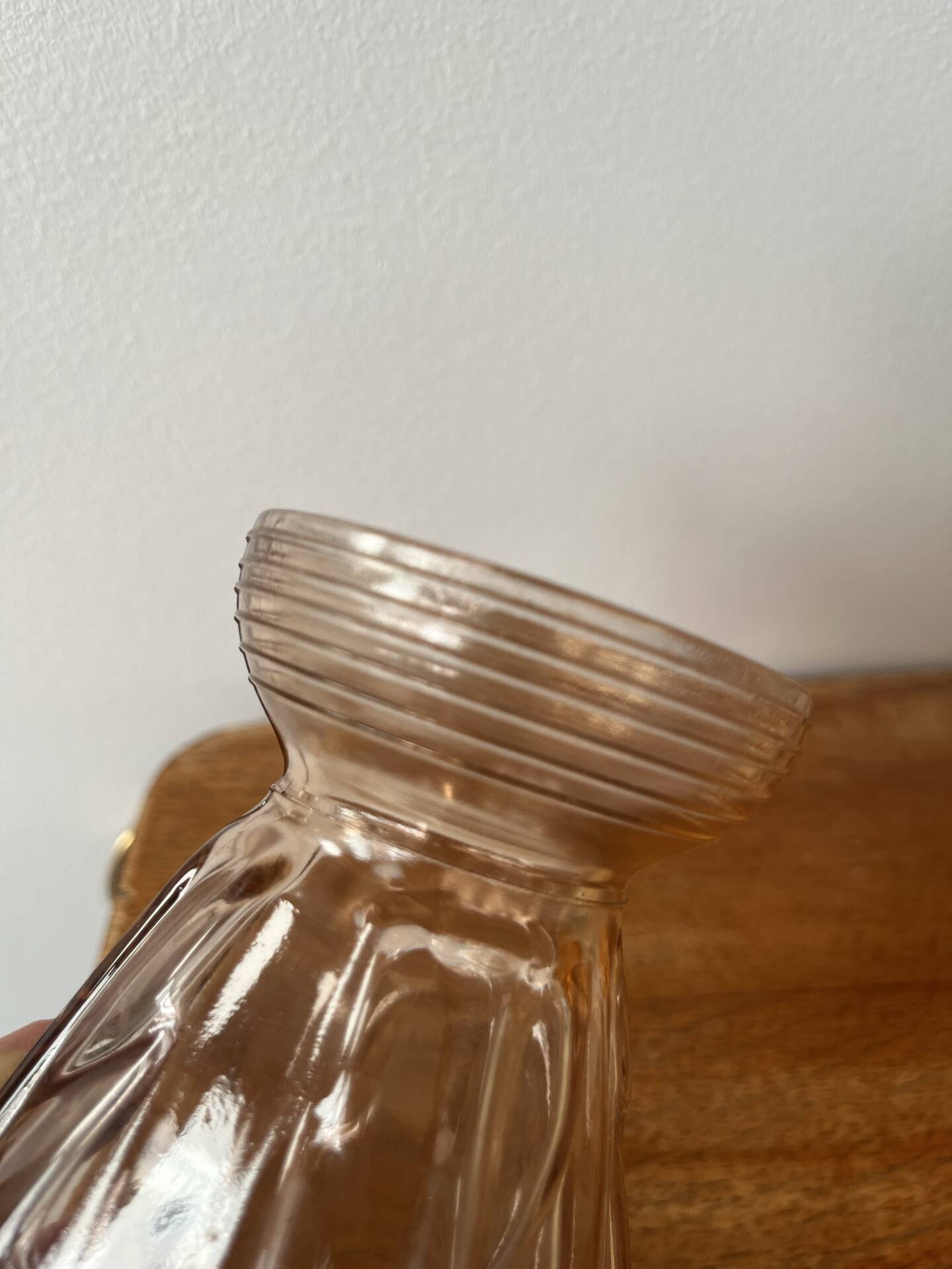Vase pour bulbes verre rosé art déco 