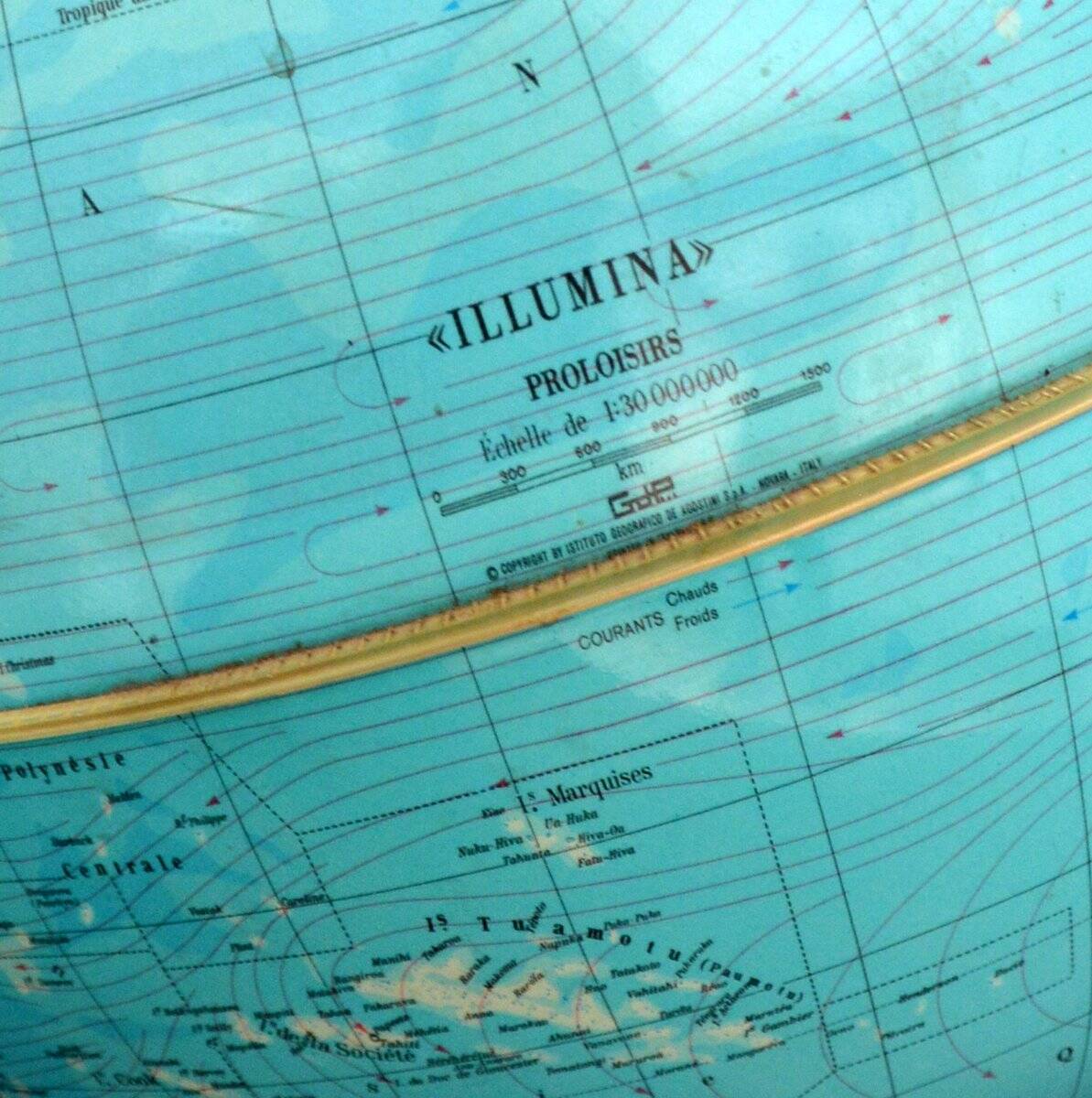 Terrestrial globe, illumina italy 1960s XL format