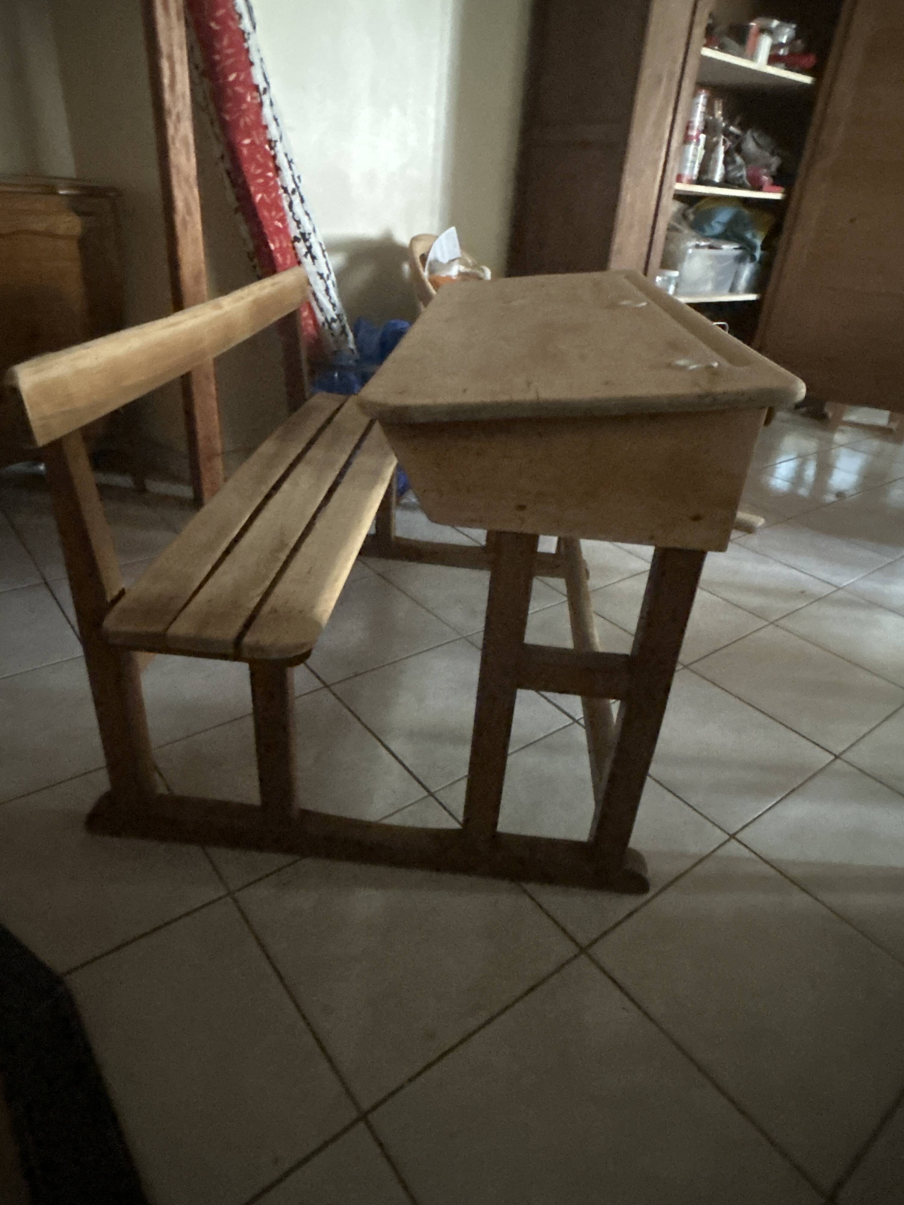Double wooden school desk