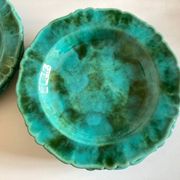 Set de 6 assiettes en terre vernissée à godrons 1960