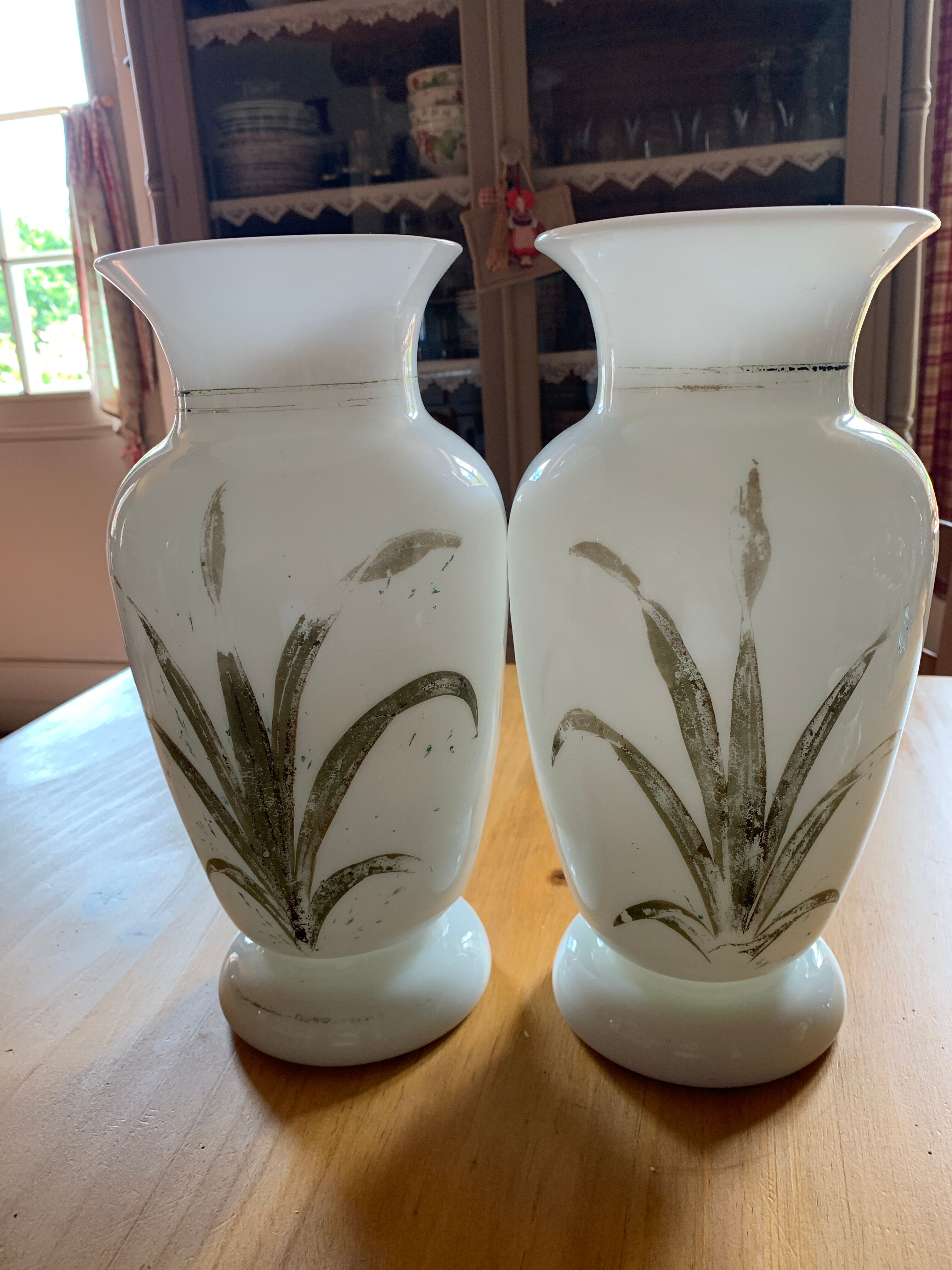 Pair of old opaline vases