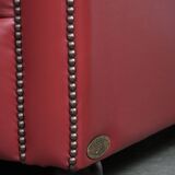 English cowhide Chesterfield 2.5-seater sofa in a stunning red colour