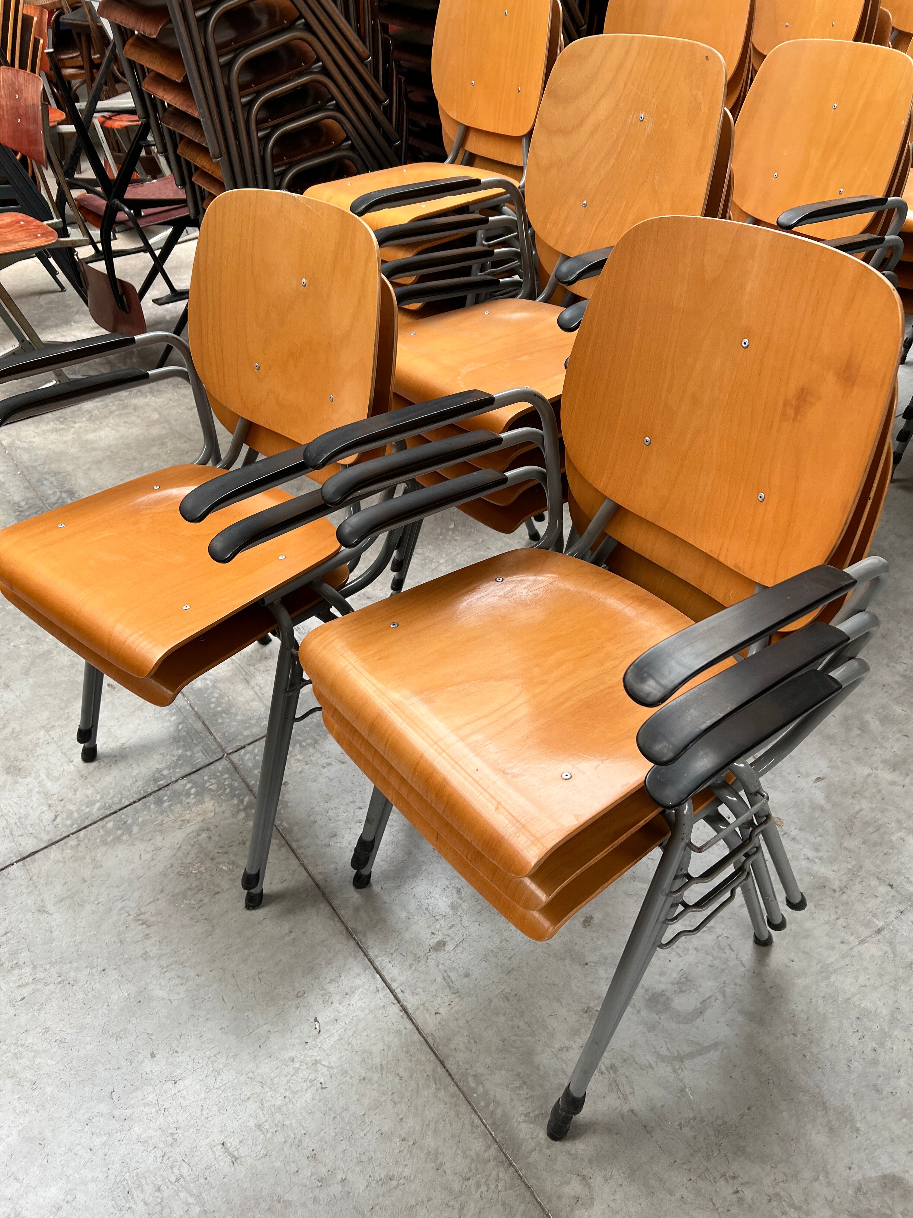Set of 40 school chairs with armrests, 70s, Netherlands