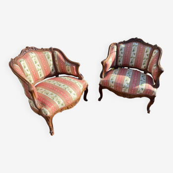 Pair of Louis XV marquise armchairs