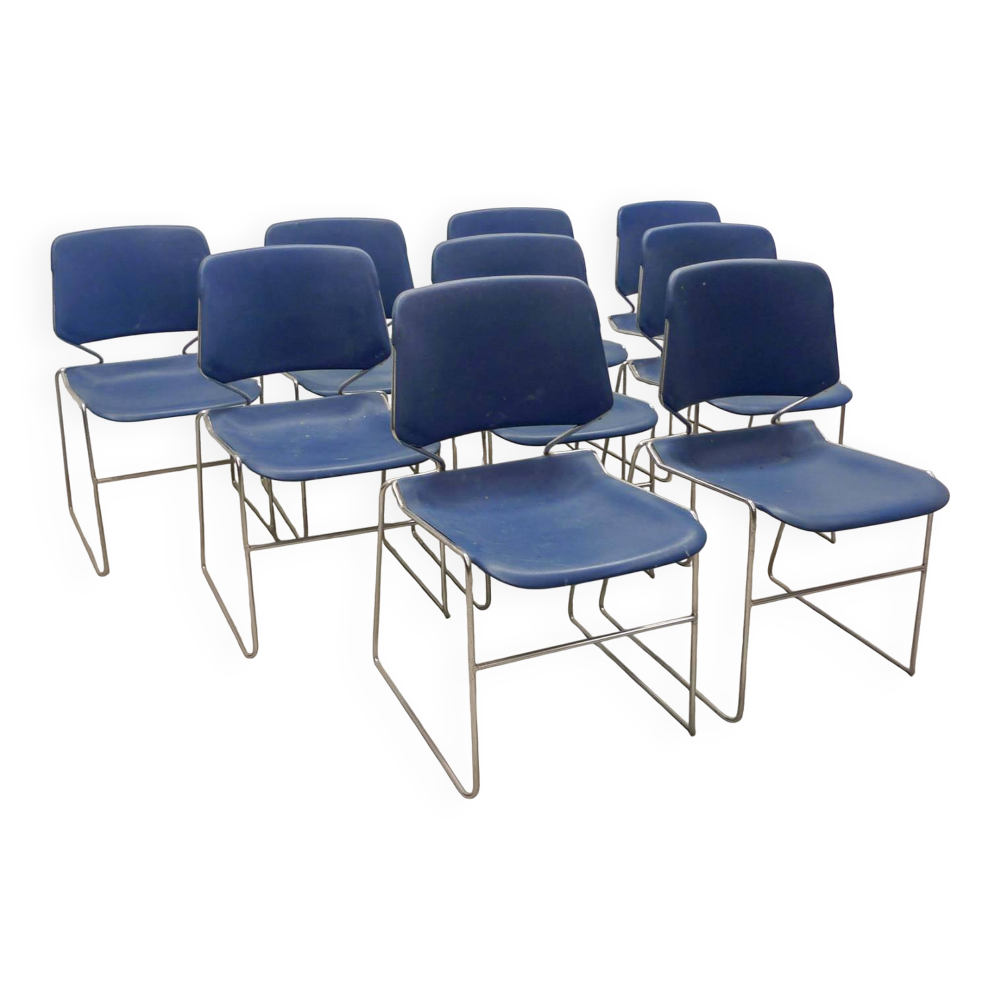 Chaises de salle à manger empilables minimalistes Matrix Krueger par Thomas Tolleson années 70