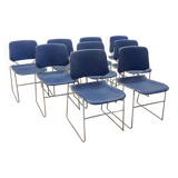 Chaises de salle à manger empilables minimalistes Matrix Krueger par Thomas Tolleson années 70