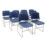 Chaises de salle à manger empilables minimalistes Matrix Krueger par Thomas Tolleson années 70