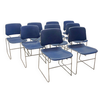Chaises de salle à manger empilables minimalistes Matrix Krueger par Thomas Tolleson années 70