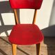 Old wood & vinyl red 60s vintage scandinavian chair