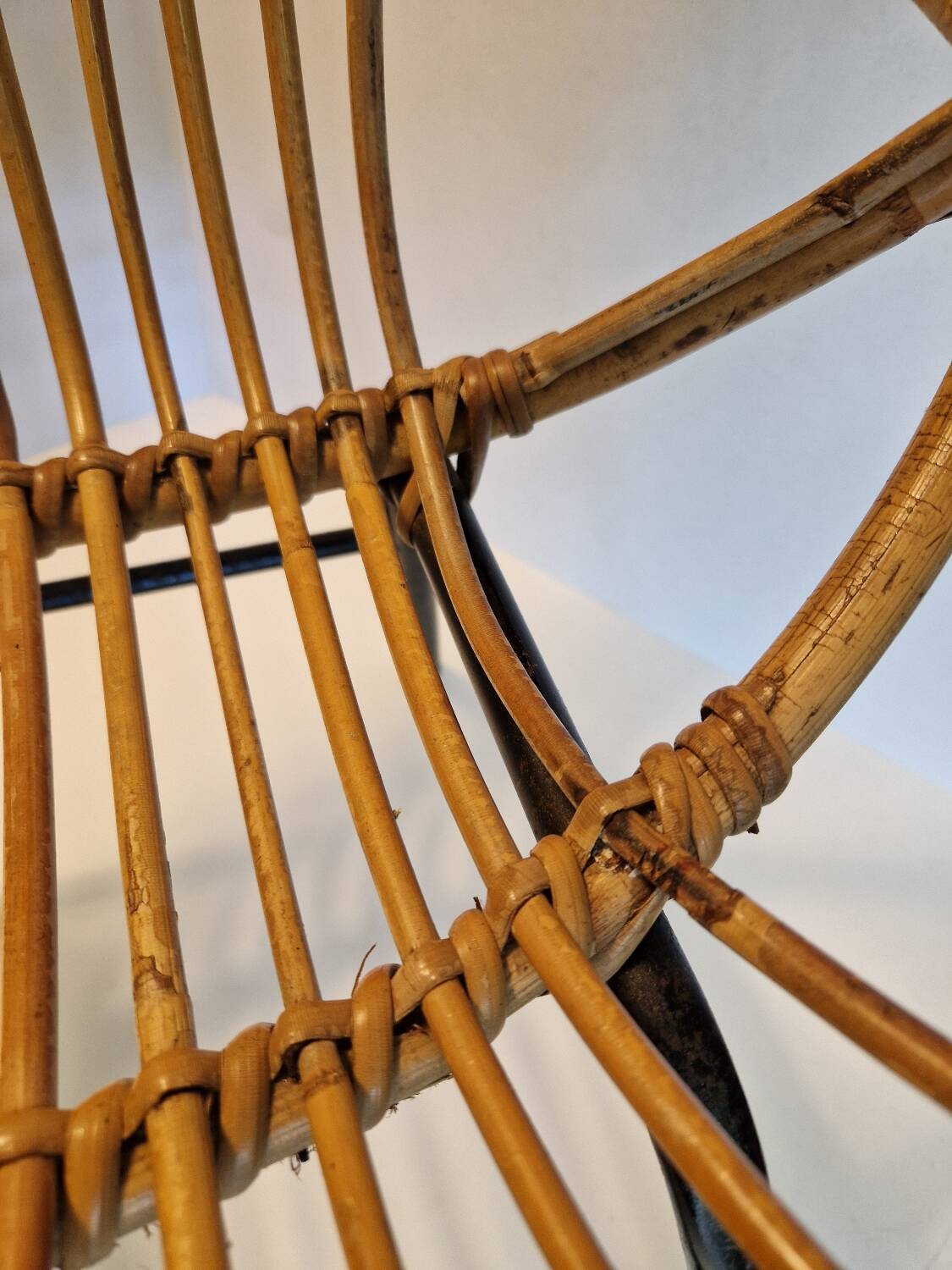 Old Children's Rattan Basket Armchair from the 60s