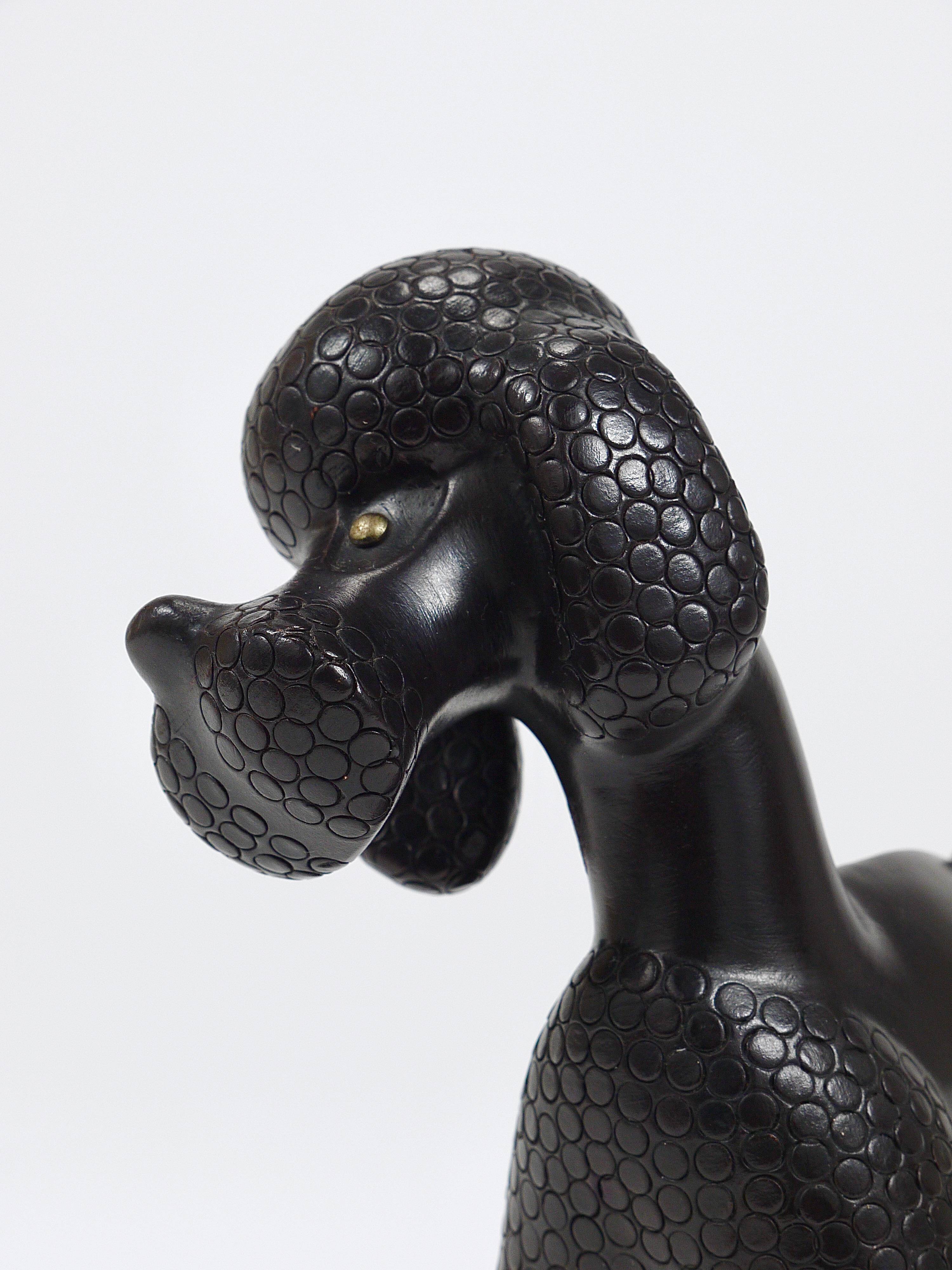 Charming figurine sculpture of a poodle dog by Leopold Anzengruber, Austria, 1950s.