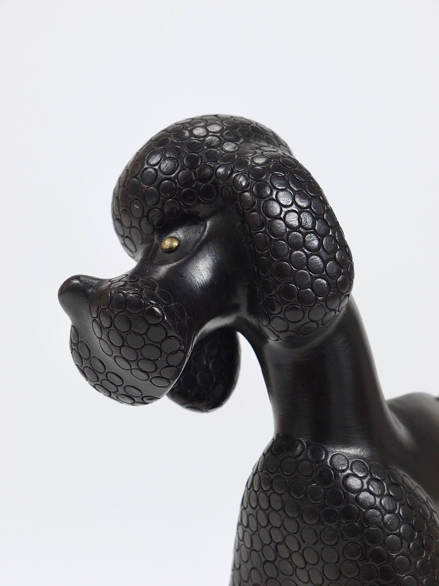Charming figurine sculpture of a poodle dog by Leopold Anzengruber, Austria, 1950s.