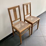 Paire de chaises cannées en chêne massif – rénovées