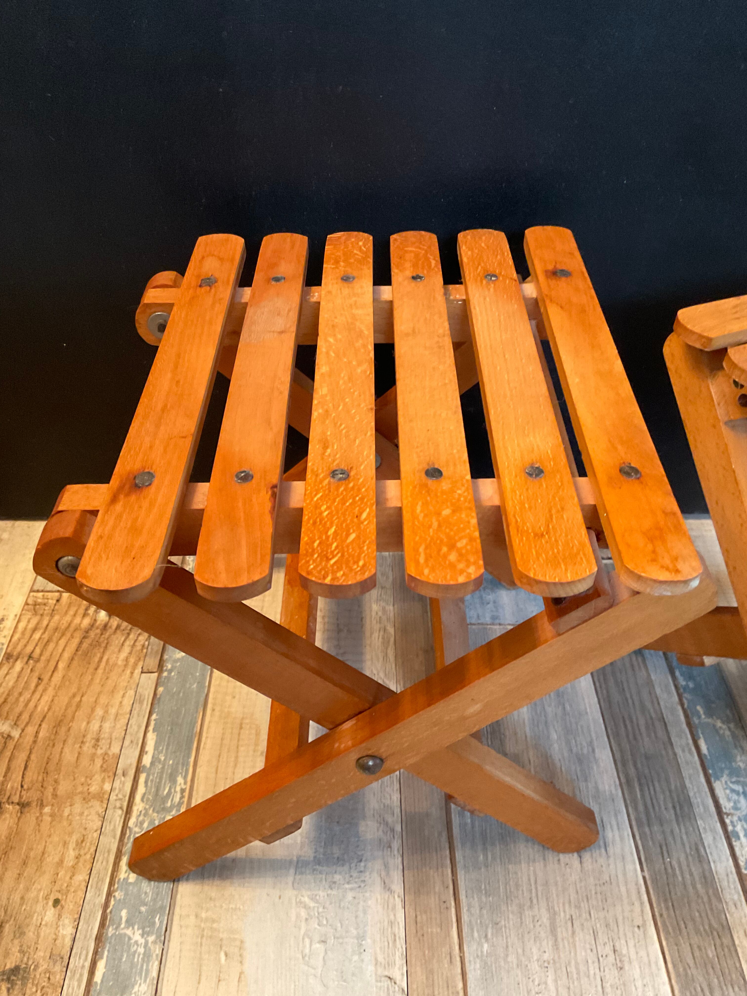 Duo of vintage folding wooden plant doors