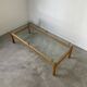 Table scandinave teck blond et verre 60
