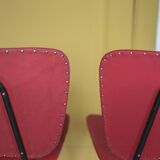 Pair of wooden and faux leather chairs from the 1950s, vintage chairs, retro.