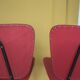 Pair of wooden and faux leather chairs from the 1950s, vintage chairs, retro.
