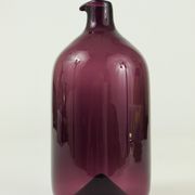 Glass vase signed Purple Timo Sarpaneva Pullo Bird Bottle, Iittala, Finland.