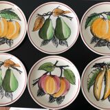 6 dessert plates fruit earthenware from Gien Cordon Rouge
