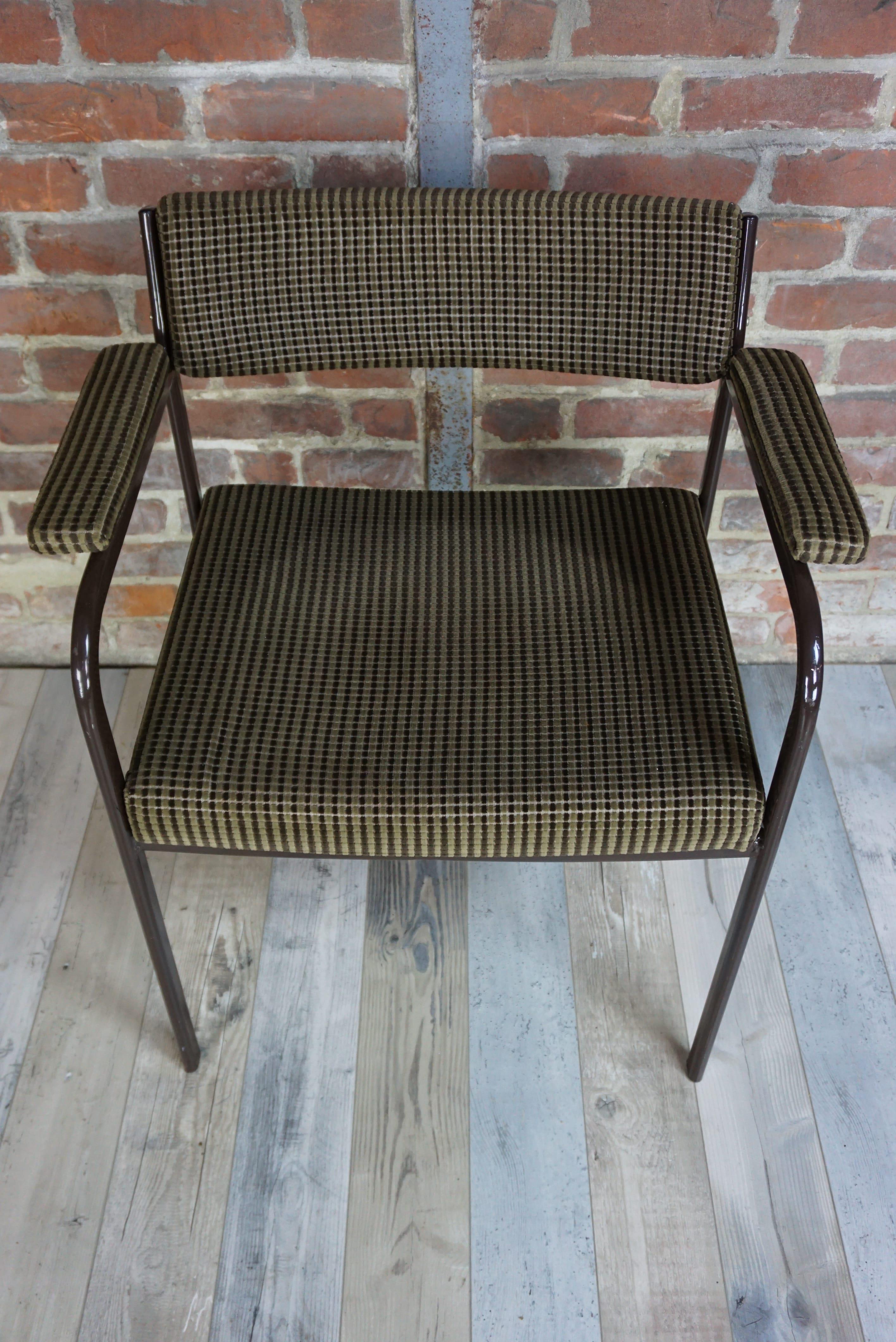 Metal and velvet office armchair
