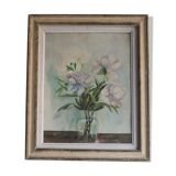 Still life watercolor bouquet of peonies
