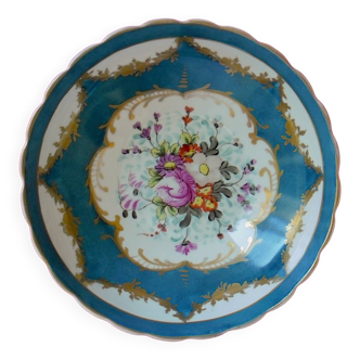 Bowl with floral decoration in Limoges porcelain with gold highlights