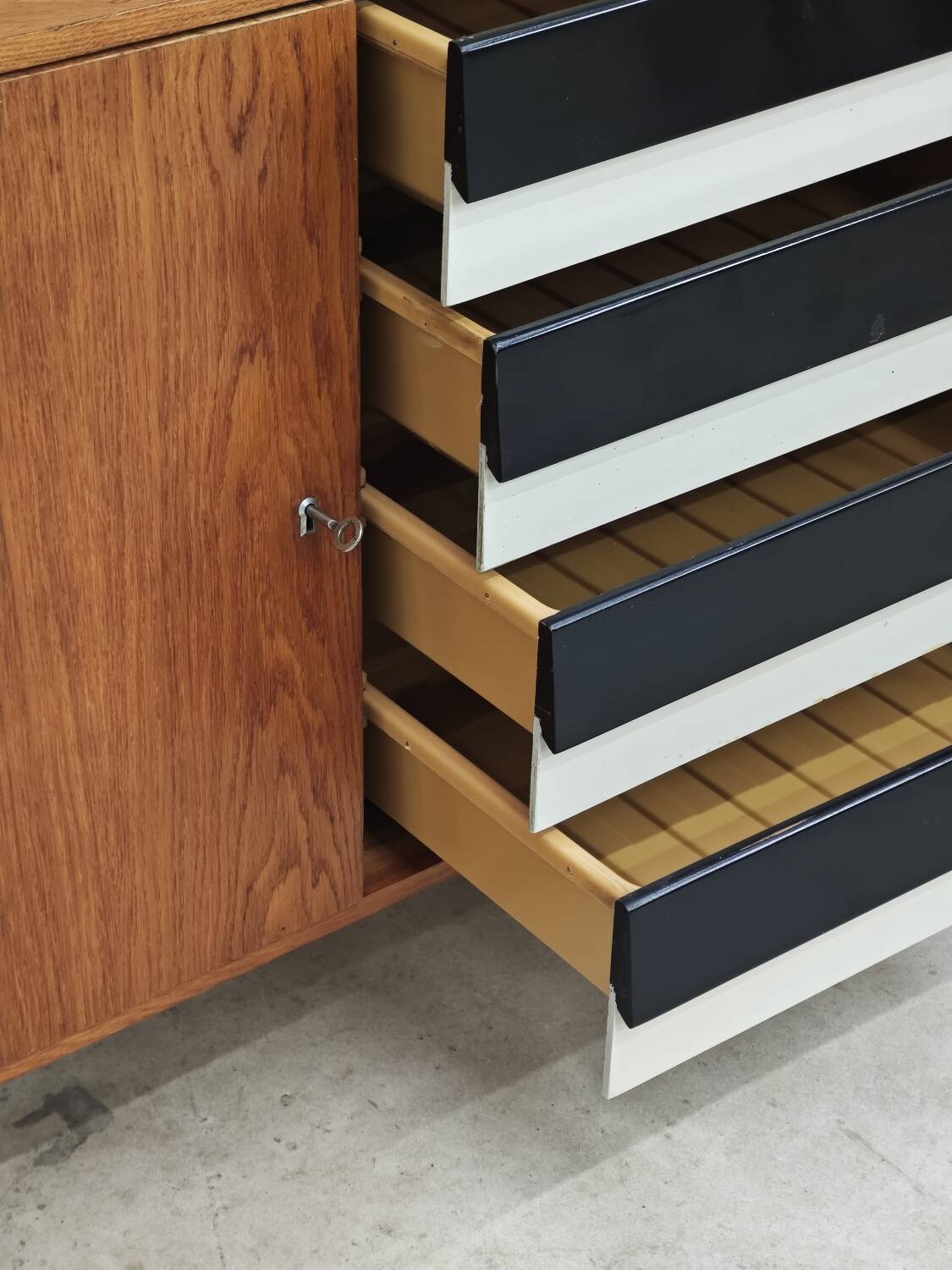 U-458 Sideboard Cabinet by Jiri Jiroutek for Interier Praha black and white 1960