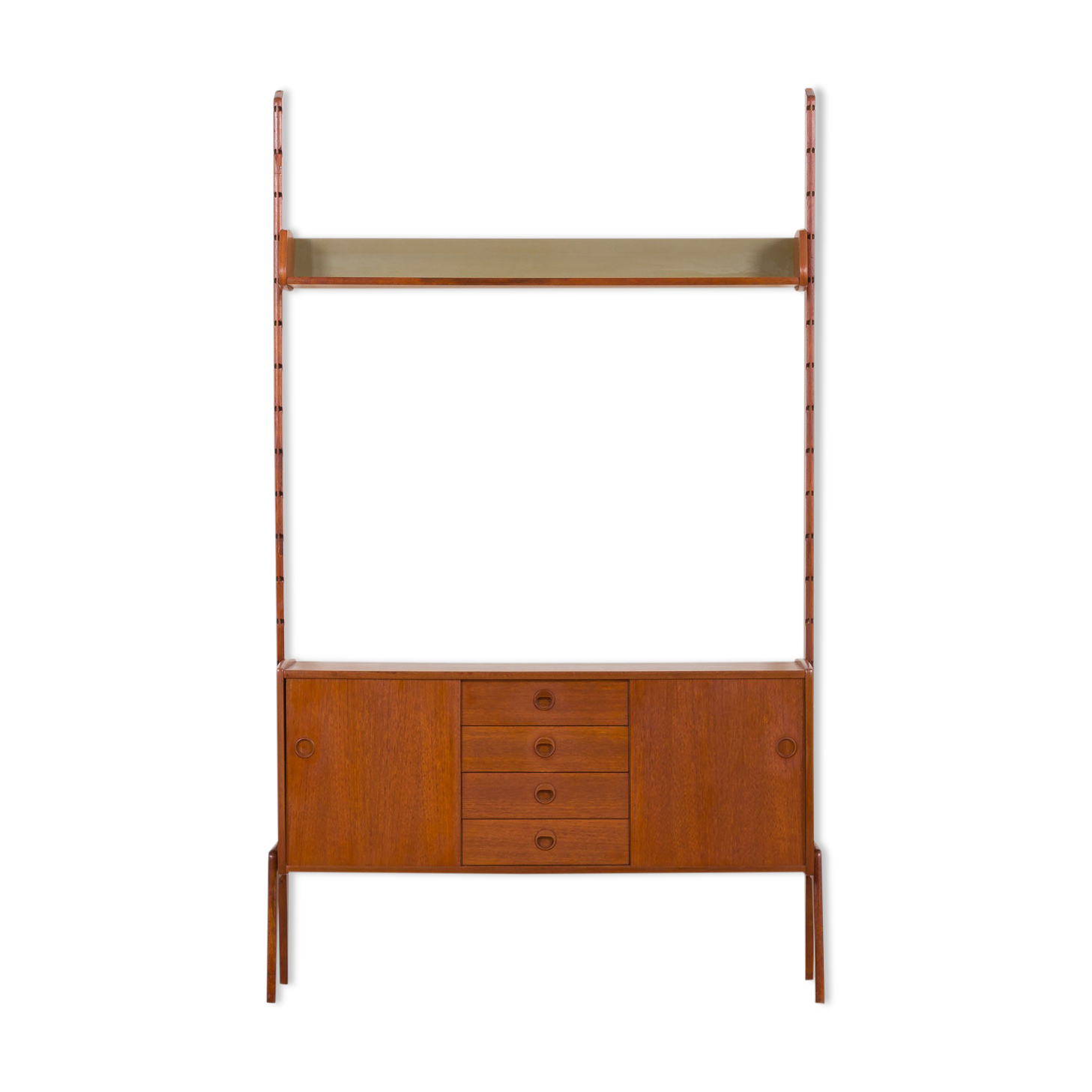 Ergo Wall Unit in teak with floating sideboard and a shelf by J. Texmon for Blindheim Møbelfabrikk