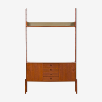 Ergo Wall Unit in teak with floating sideboard and a shelf by J. Texmon for Blindheim Møbelfabrikk