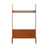 Ergo Wall Unit in teak with floating sideboard and a shelf by J. Texmon for Blindheim Møbelfabrikk