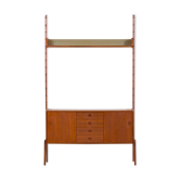 Ergo Wall Unit in teak with floating sideboard and a shelf by J. Texmon for Blindheim Møbelfabrikk