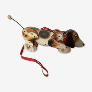 Chien à tirer en bois Fisher Price 1961