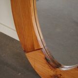 Large oval wall mirror in solid pine by Glasmäster Markaryd, Sweden, 1960s.
