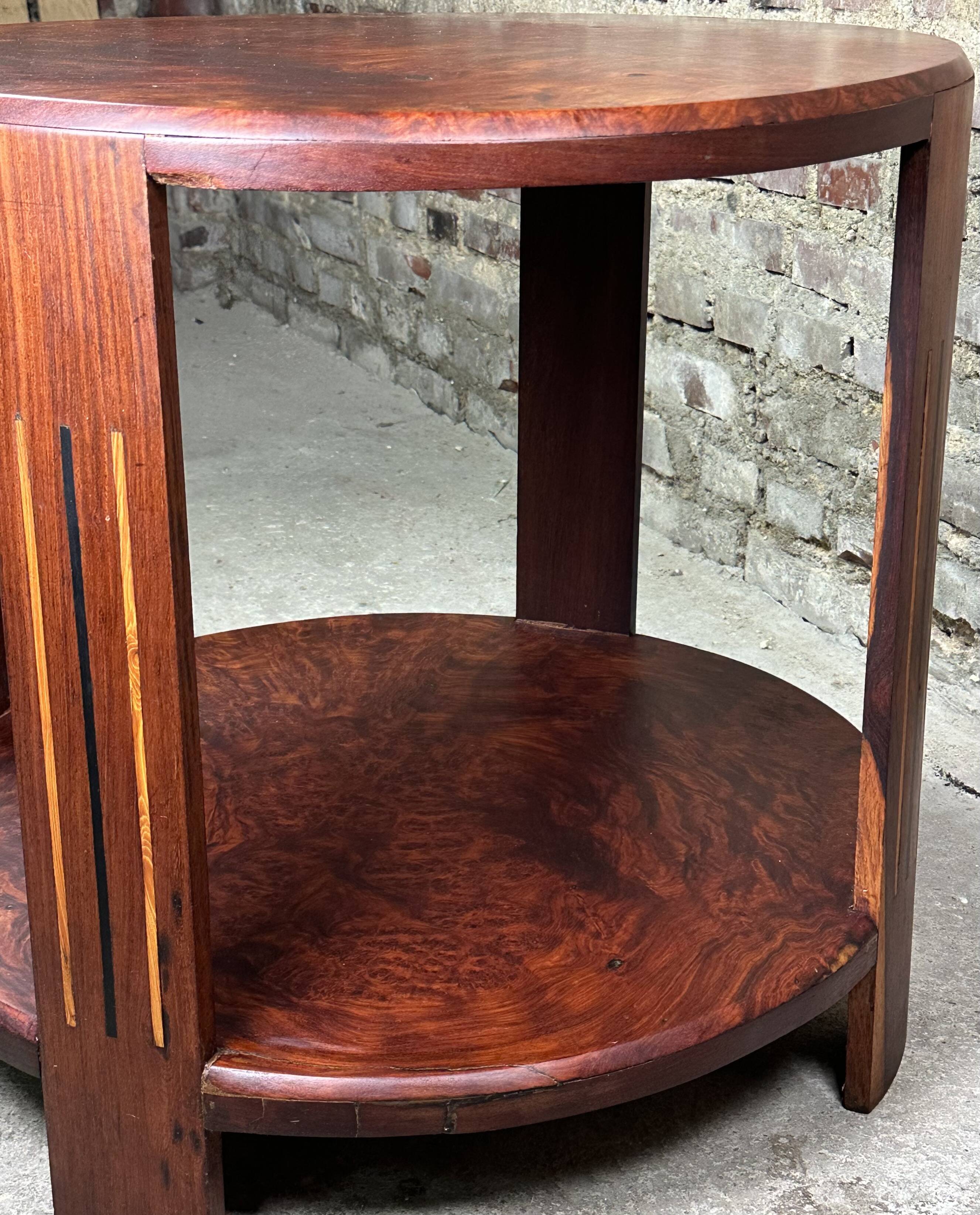 Art Deco side table / pedestal table in Rio rosewood