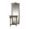 Console ancienne style Louis XVI/ miroir en bois et dessus marbre brêche
