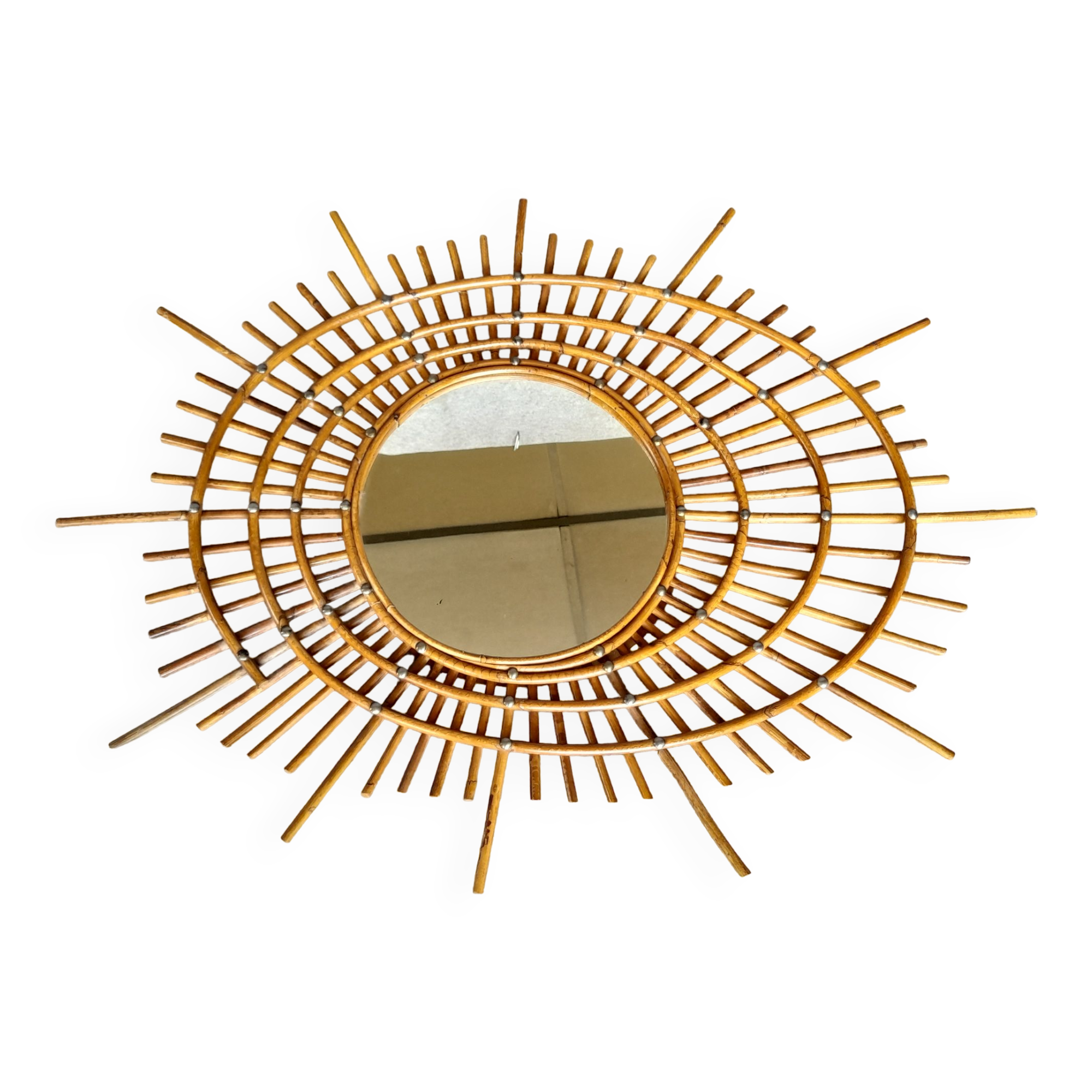 Vintage rattan mirror (known as ORTF)