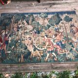 Old tapestry, medieval scene.