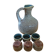Pitcher and its 6 small ceramic cups sign Accolay