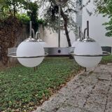 Chrome pendant light.