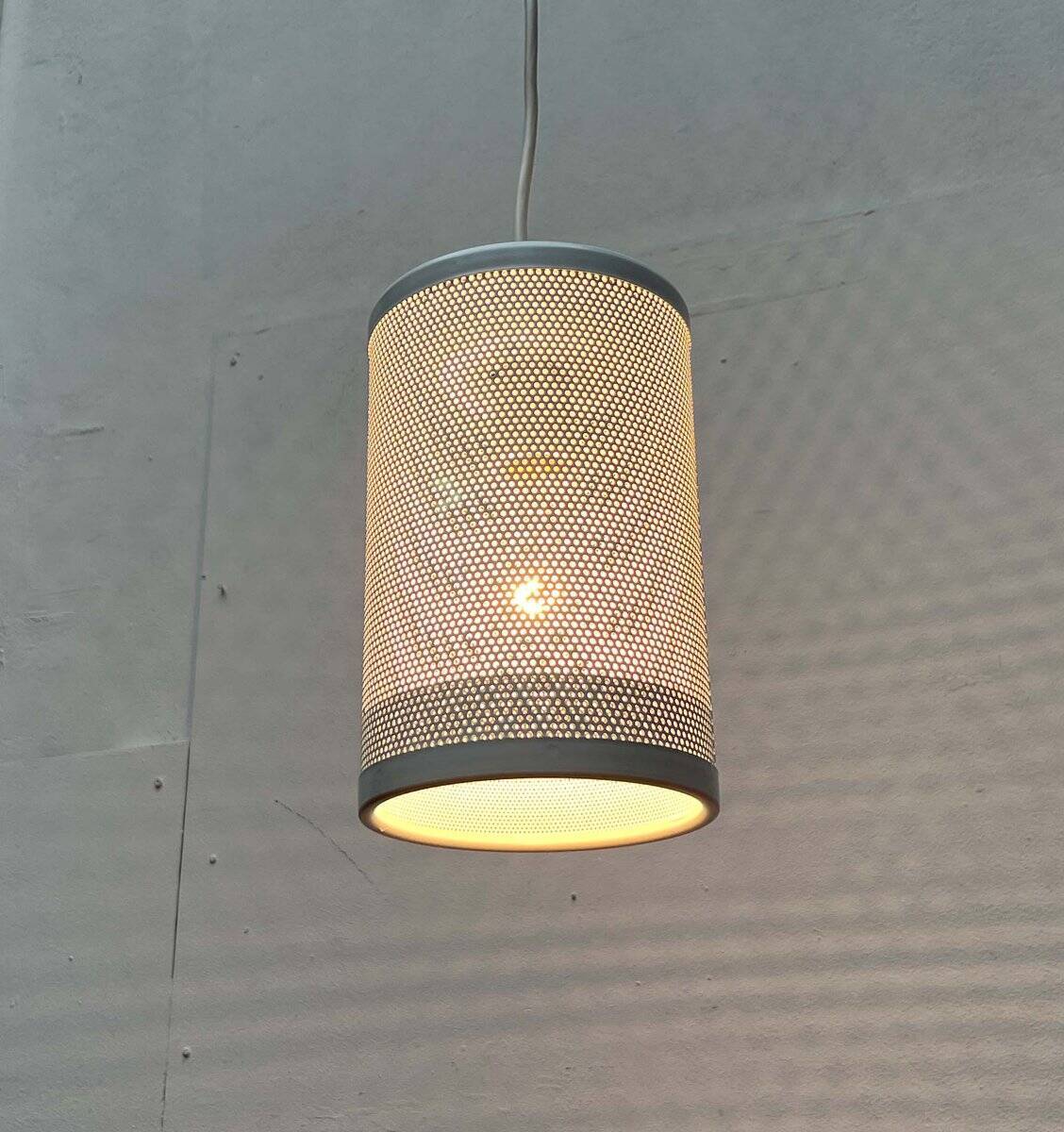 Minimalist perforated metal pendant lamp by Orno, Finland.