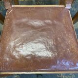 Suite of 6 oak and leather chairs 1950