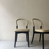 set of 2 chairs in ash and beige leather "Goteborg" by Gunnar Asplund for Cassina, design 1990