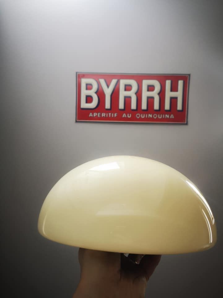 Abat day old ceiling lamp half globe ball opaline white industrial vintage tbe ø 24 cm