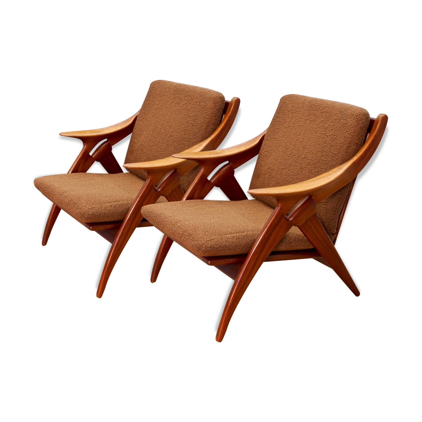 Set of 2 lounge chairs 'De Knoop' in teak by De Ster, 1960s