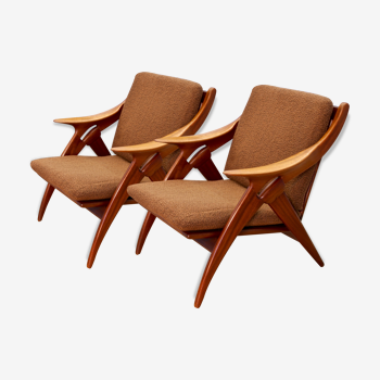Ensemble de 2 fauteuils en teck 'De Knoop' par De Ster, années 1960