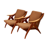 Set of 2 lounge chairs 'De Knoop' in teak by De Ster, 1960s
