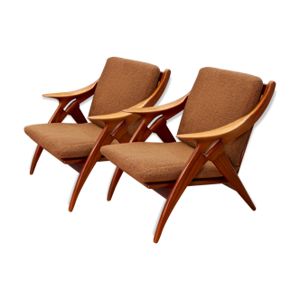 Ensemble de 2 fauteuils en teck 'De Knoop' par De Ster, années 1960