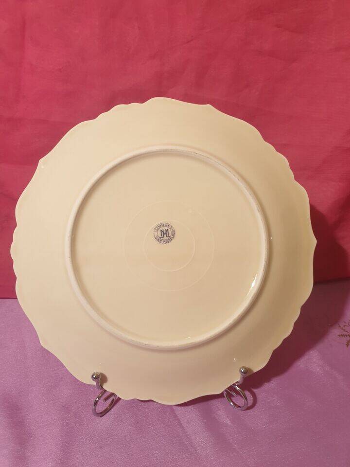 6 dinner plates pretty golden floral decoration Limoges Lucien Michelaud