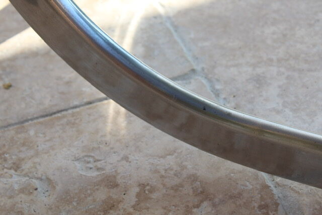 Oval glass and stainless steel table 70s